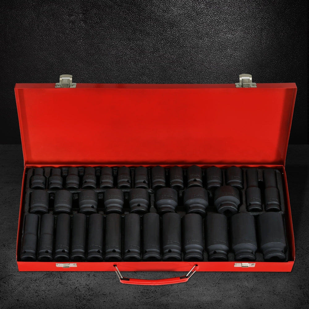 Tool Sockets: Giantz 35pcs 1/2" Drive Impact Socket Set Metric 8-32mm with Case