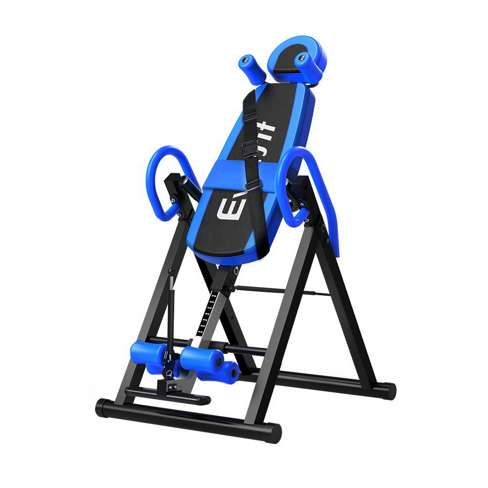 Gym Equipment & Accessories: Everfit Inversion Table Gravity Exercise Inverter Back Stretcher Home Gym Blue