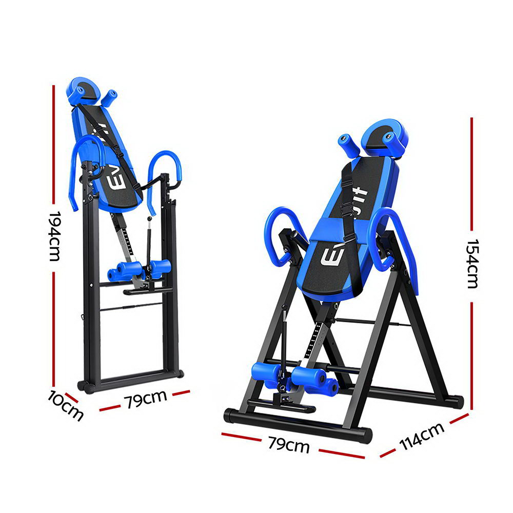 Gym Equipment & Accessories: Everfit Inversion Table Gravity Exercise Inverter Back Stretcher Home Gym Blue