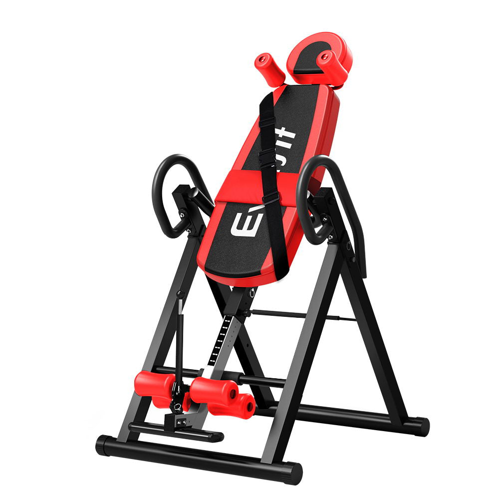 Gym Equipment & Accessories: Everfit Inversion Table Gravity Exercise Inverter Back Stretcher Home Gym Red