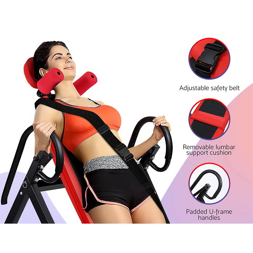 Gym Equipment & Accessories: Everfit Inversion Table Gravity Exercise Inverter Back Stretcher Home Gym Red