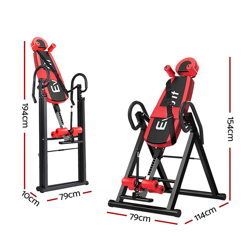Gym Equipment & Accessories: Everfit Inversion Table Gravity Exercise Inverter Back Stretcher Home Gym Red