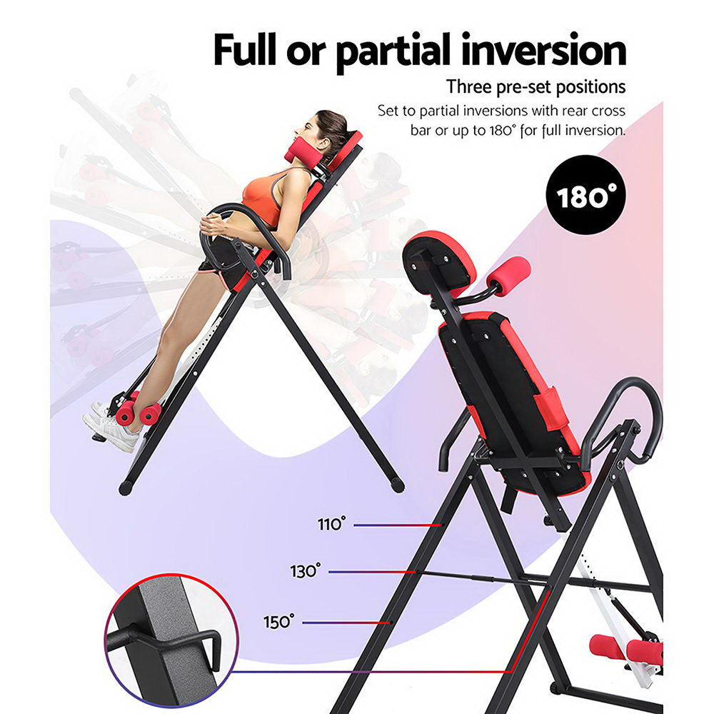 Gym Equipment & Accessories: Everfit Inversion Table Gravity Exercise Inverter Back Stretcher Home Gym Red