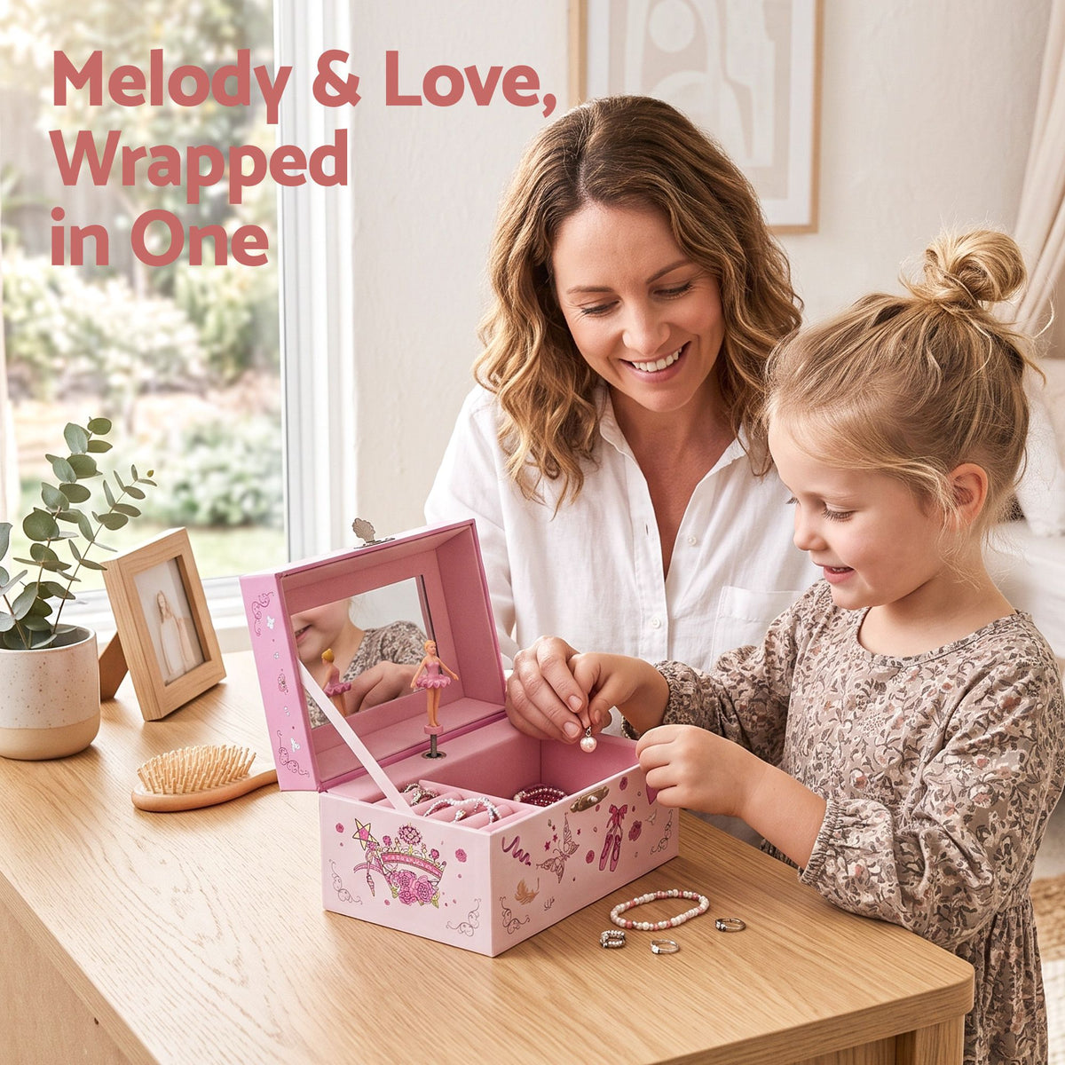 Keezi Kids Jewellery Box Organiser for Girls Kids Music, Pink