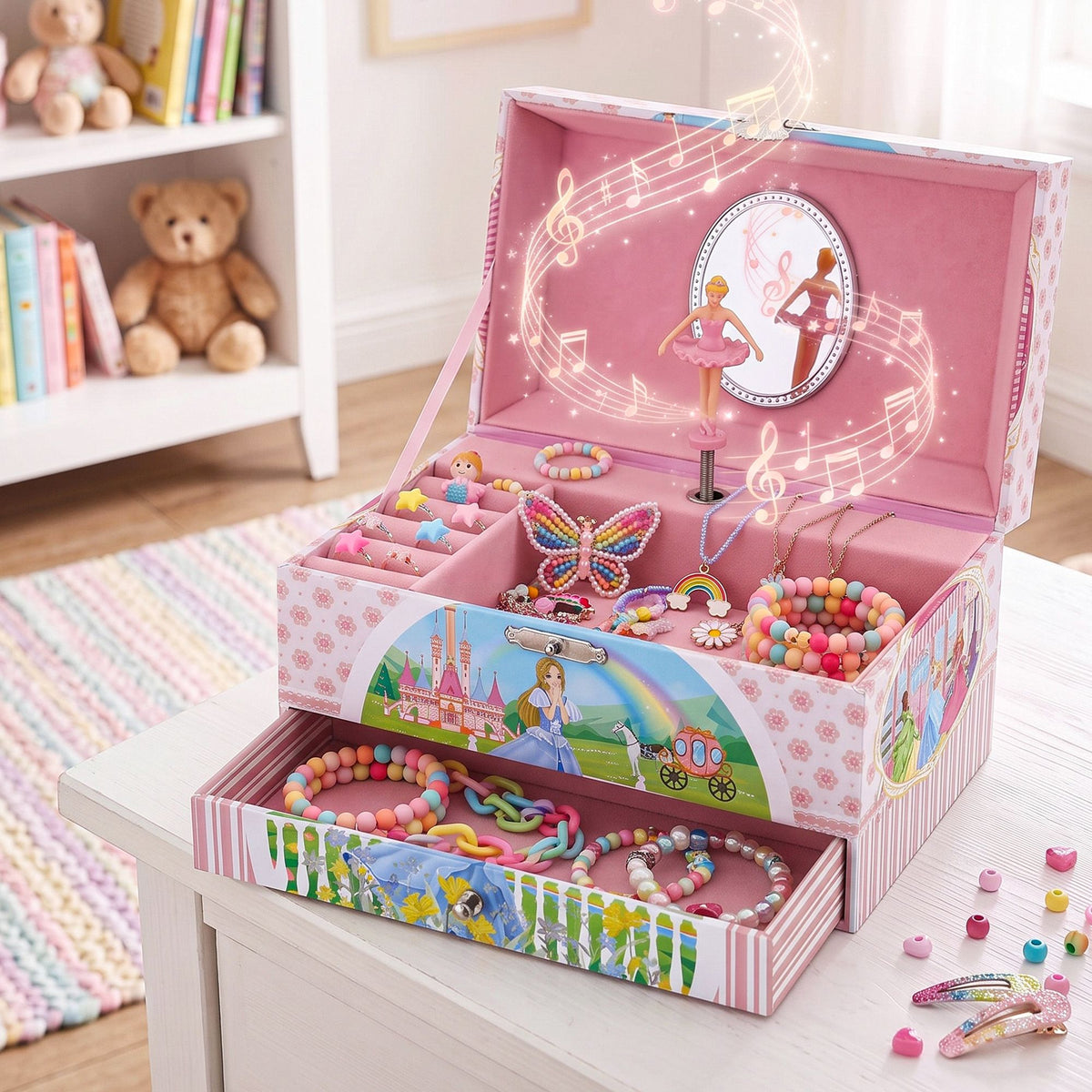 Keezi Kids Jewellery Box Organiser for Girls Kids Music