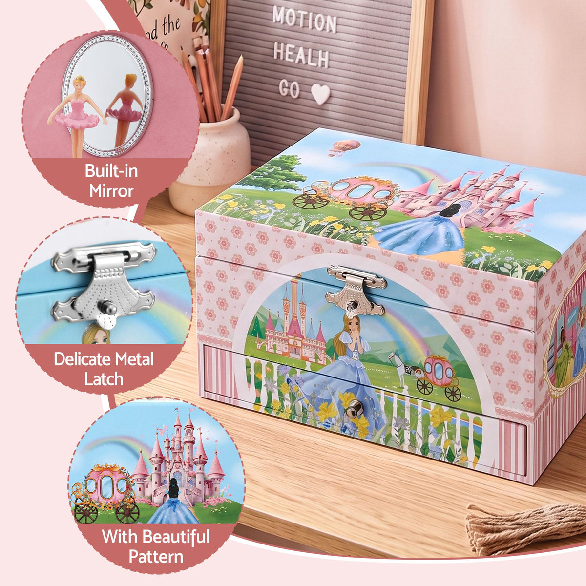 Keezi Kids Jewellery Box Organiser for Girls Kids Music