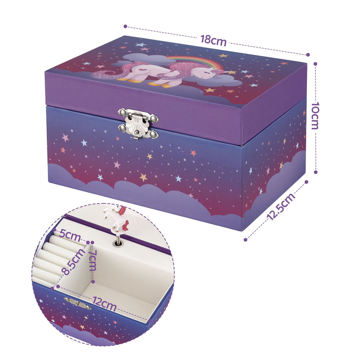 Keezi Kids Jewellery Box Organiser for Girls Kids Music, Purple