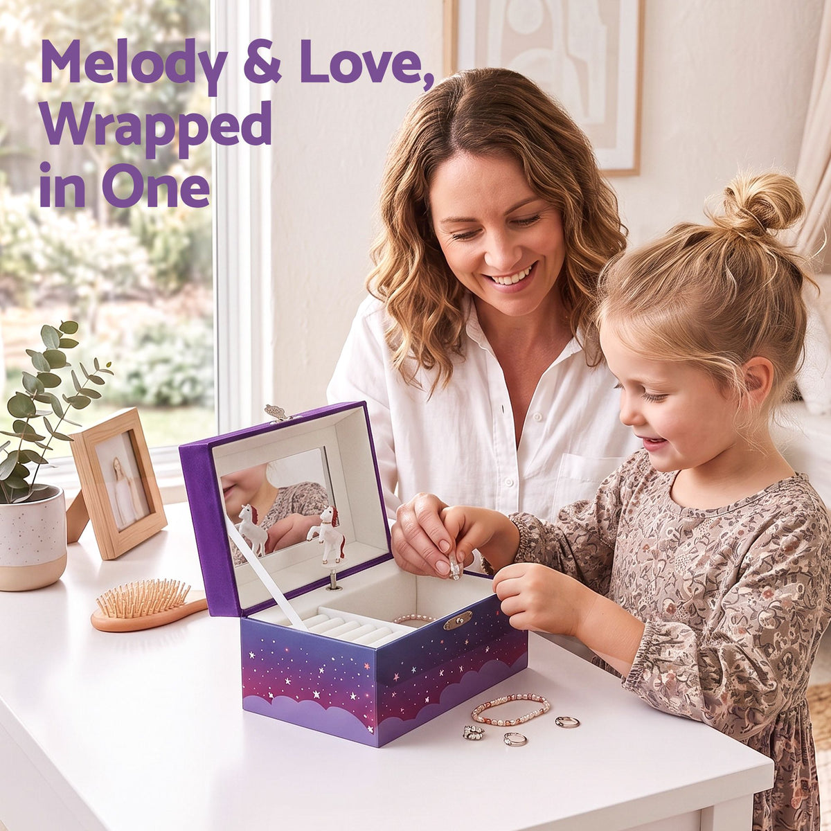 Keezi Kids Jewellery Box Organiser for Girls Kids Music, Purple