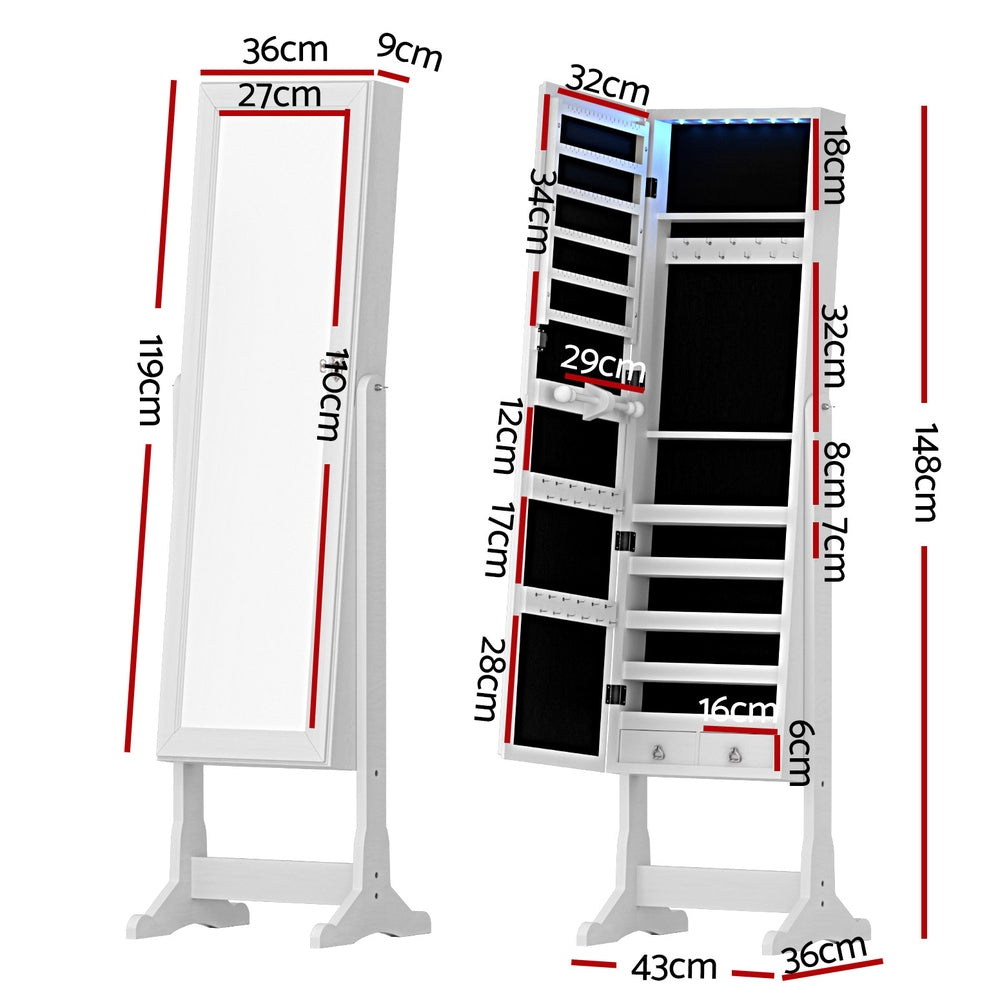 Storage Cabinets & Lockers: Artiss Jewellery Cabinet Mirror Free Standing