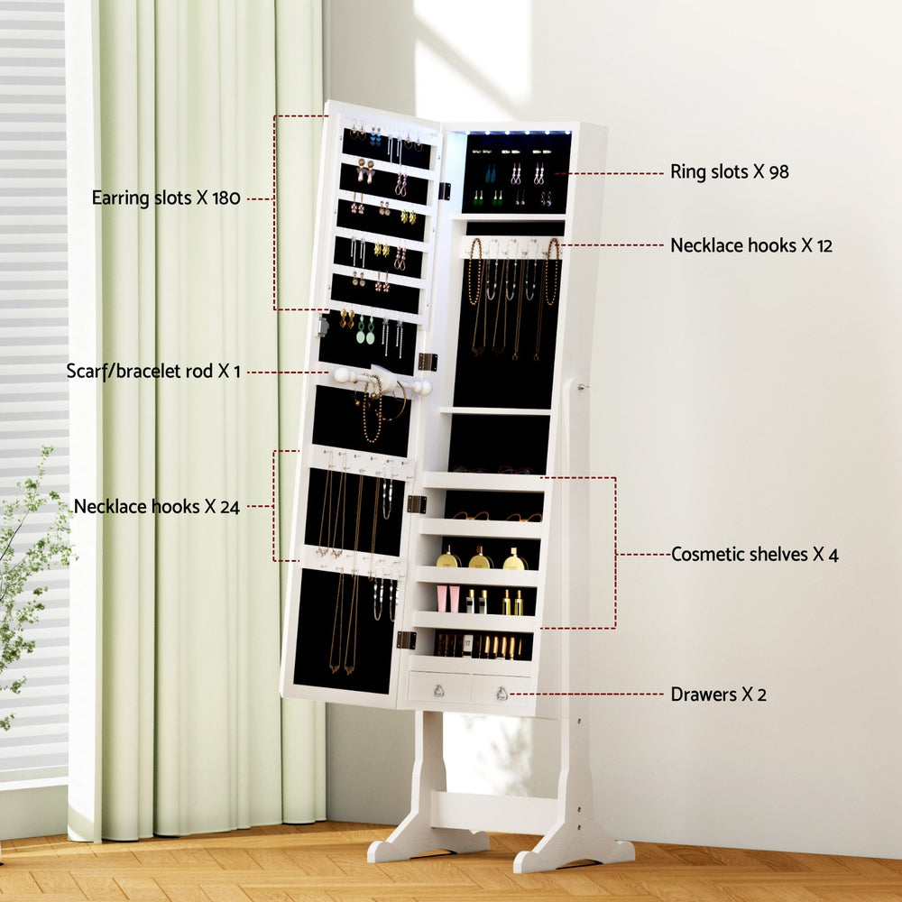 Storage Cabinets & Lockers: Artiss Jewellery Cabinet Mirror Free Standing