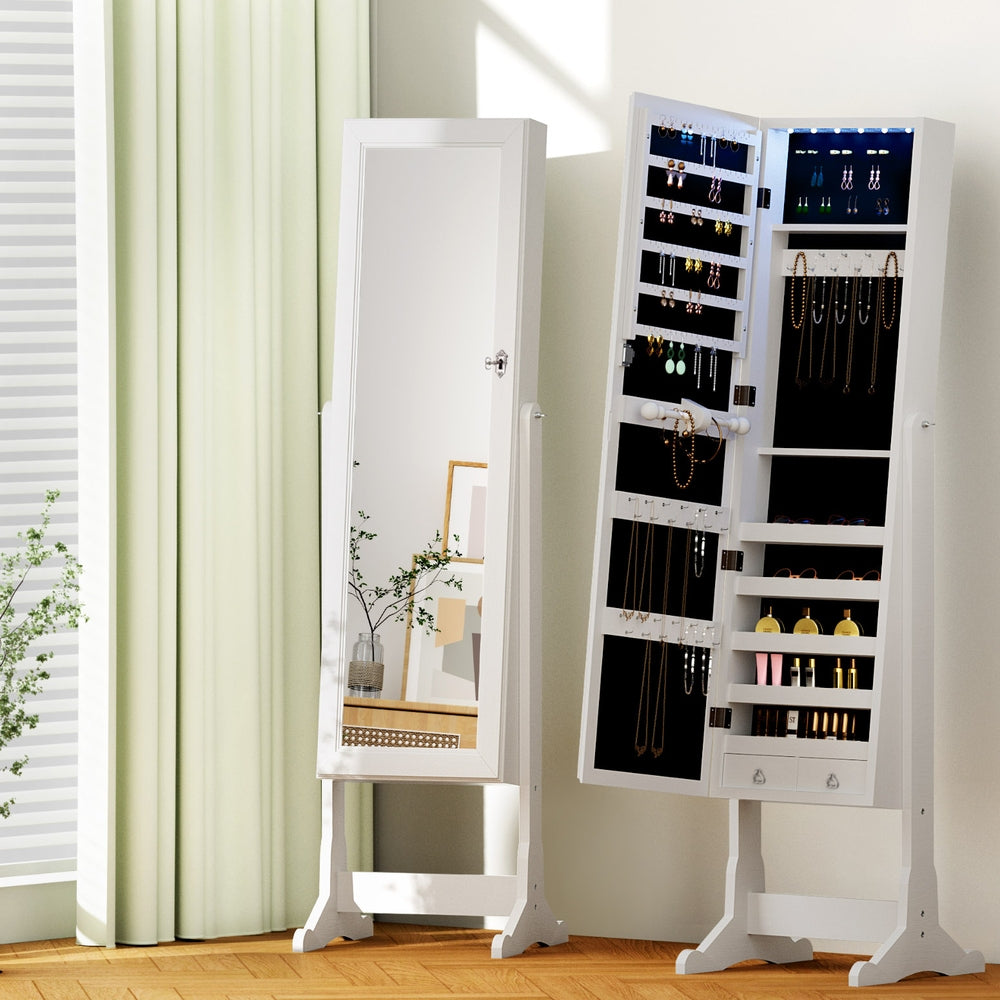 Storage Cabinets & Lockers: Artiss Jewellery Cabinet Mirror Free Standing