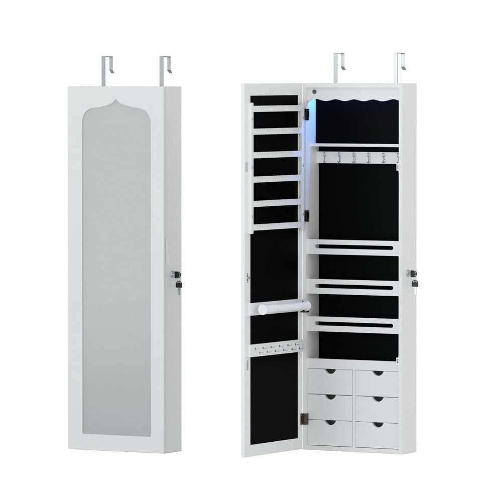 Storage Cabinets & Lockers: Artiss Jewellery Cabinet LED Mirror Lockable