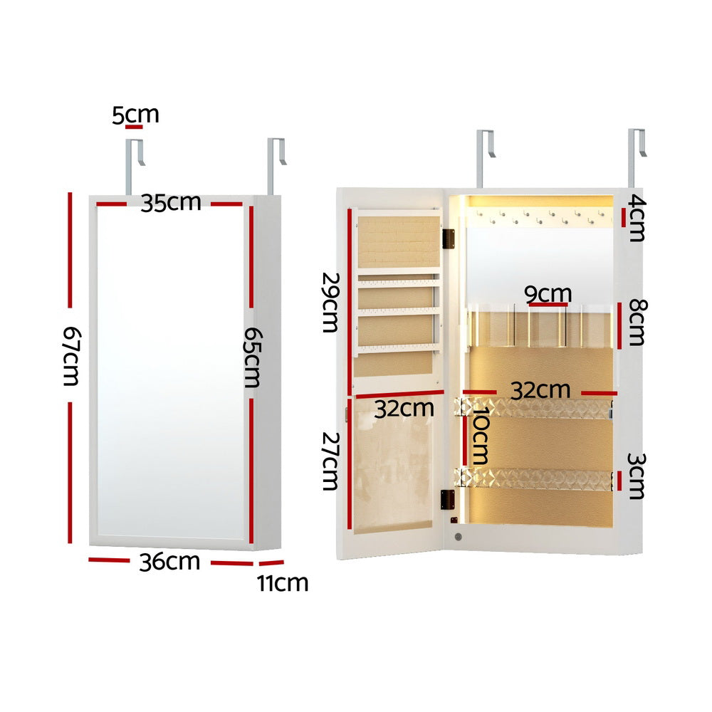 Storage Cabinets: Artiss Jewellery Cabinet Mirror Door Wall Mount