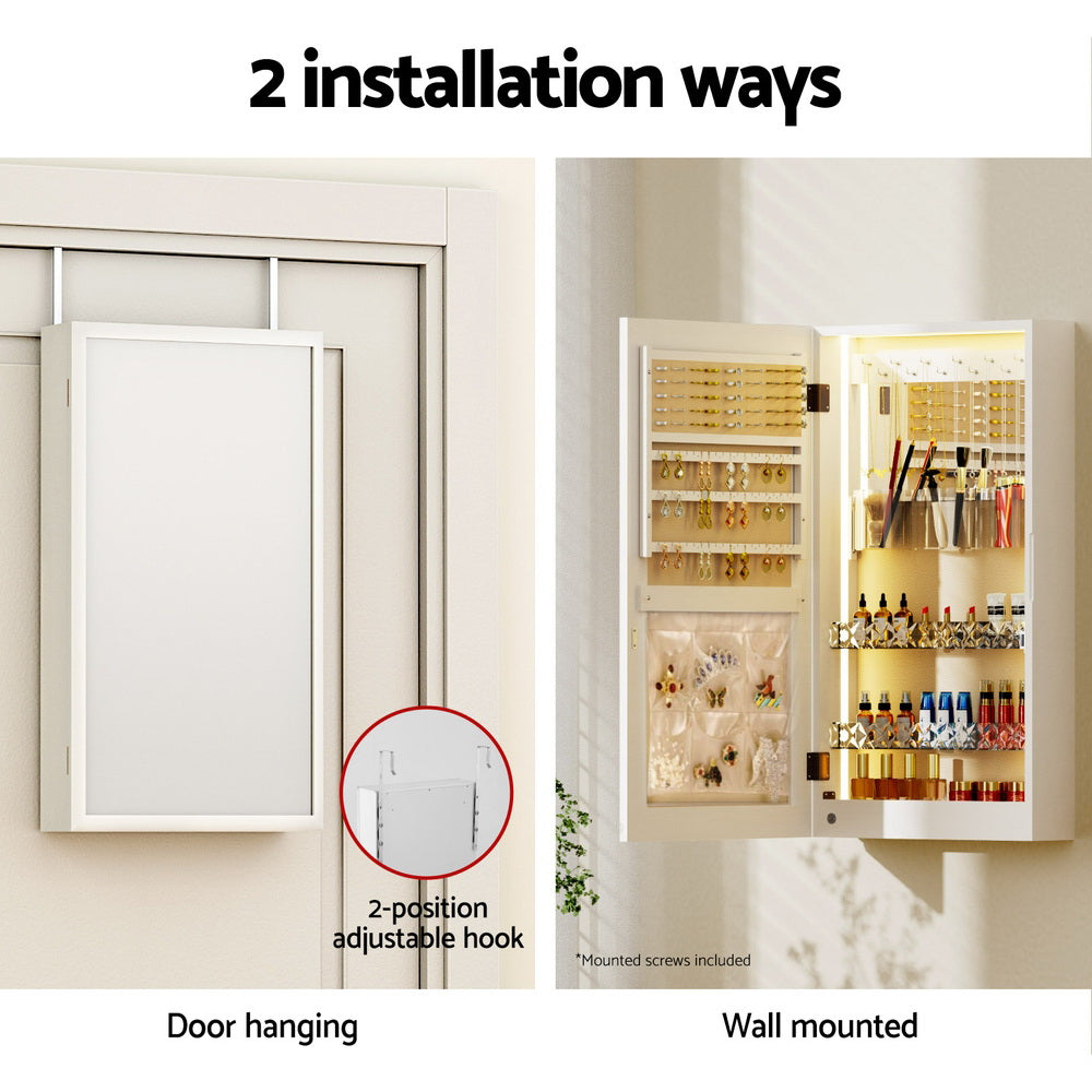 Storage Cabinets: Artiss Jewellery Cabinet Mirror Door Wall Mount