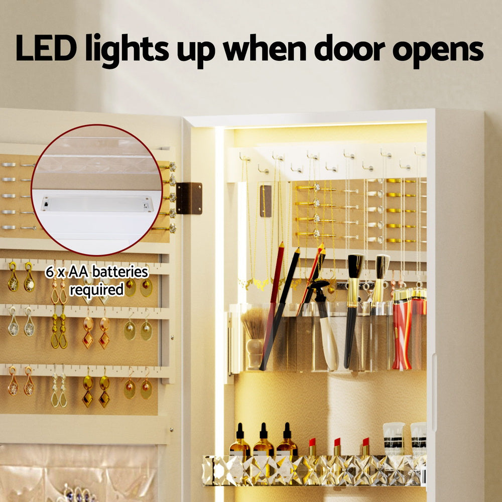 Storage Cabinets: Artiss Jewellery Cabinet Mirror Door Wall Mount