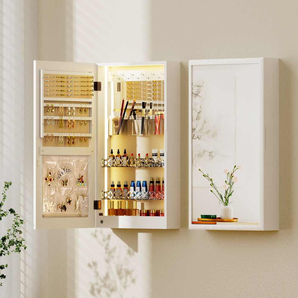 Storage Cabinets: Artiss Jewellery Cabinet Mirror Door Wall Mount