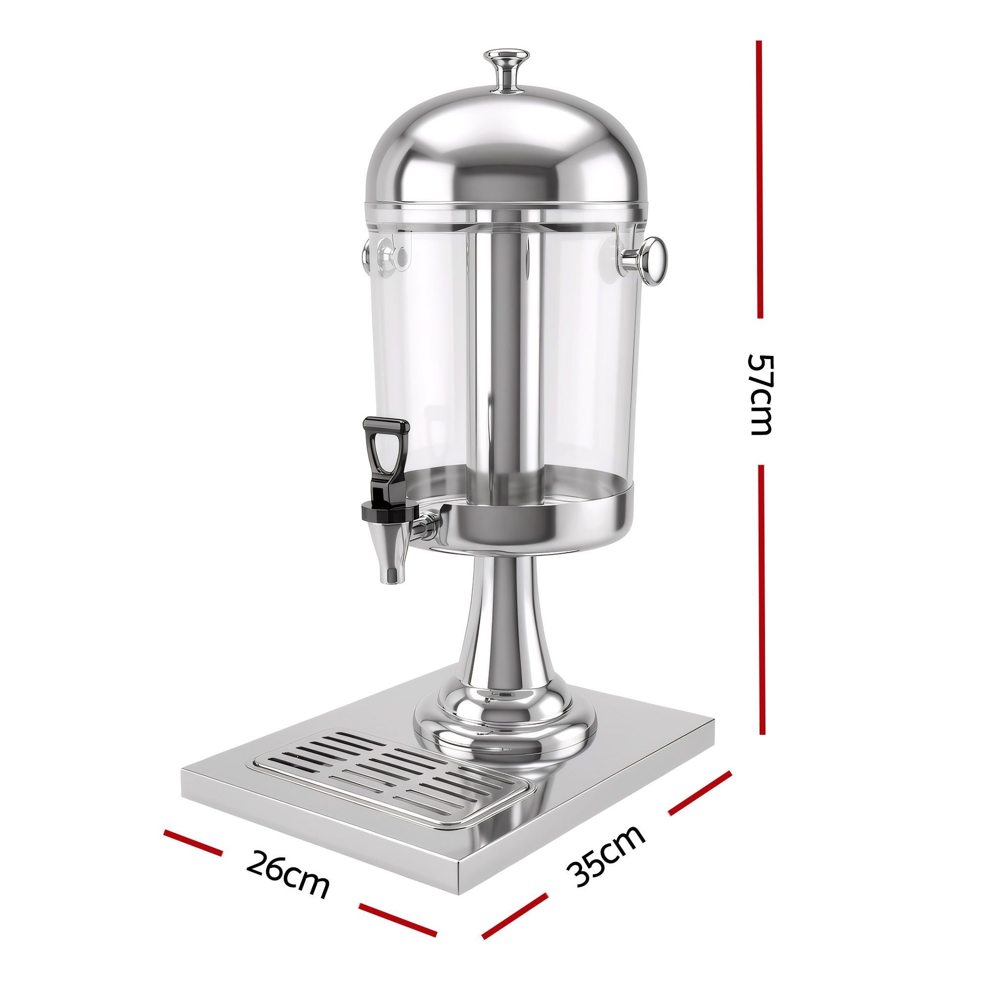 5-Star Chef 8L Beverage Juice Dispenser Tap Ice Tube Single Drip Tray