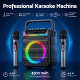 Bluetooth Speakers: Alpha Portable Karaoke Machine with 2 Wireless Microphones Bluetooth 5.3
