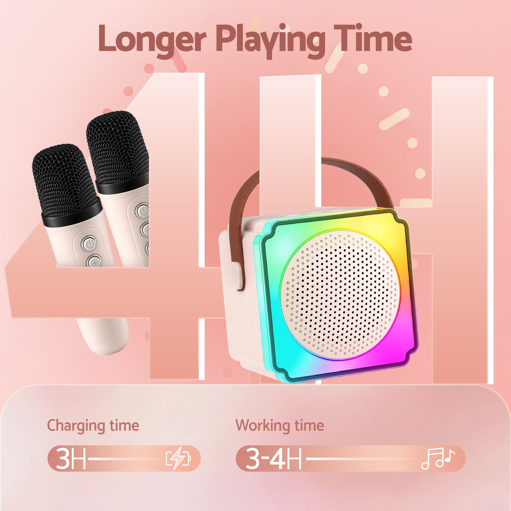Alpha Mini Portable Karaoke Machine for Adults Kids with 2 Wireless Microphones