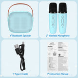Bluetooth Speakers: Alpha Mini Portable Karaoke Machine for Adults Kids with 2 Wireless Microphones
