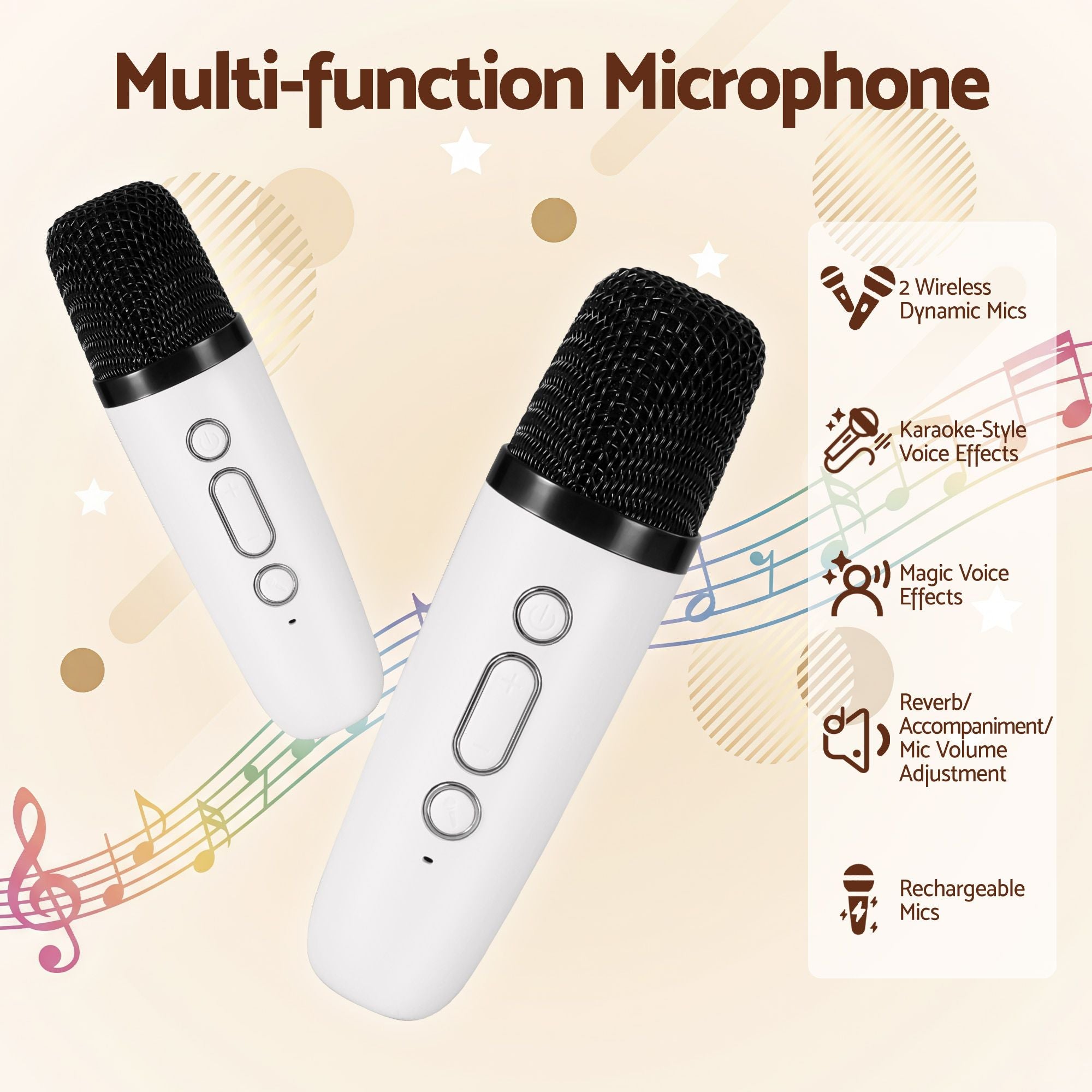 Alpha Mini Portable Karaoke Machine for Adults Kids with 2 Wireless Microphones
