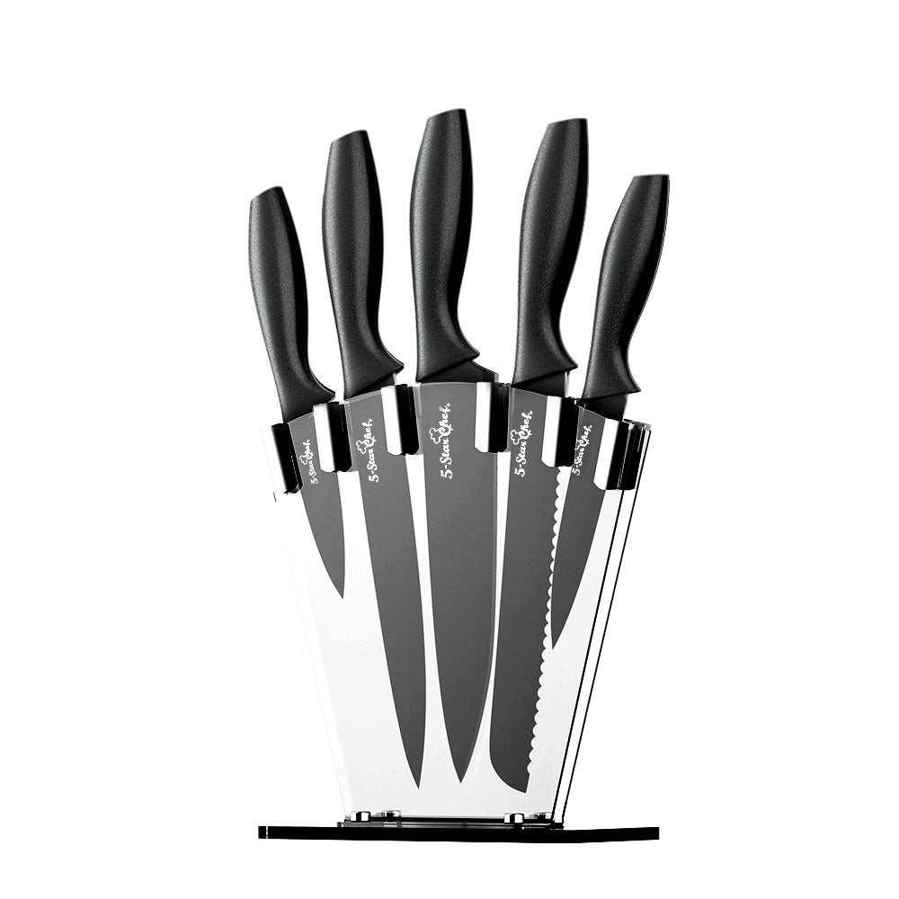 Kitchen Knives: 5-Star Chef 7PCS Kitchen Knife Set Stainless Steel Non-stick with Sharpener