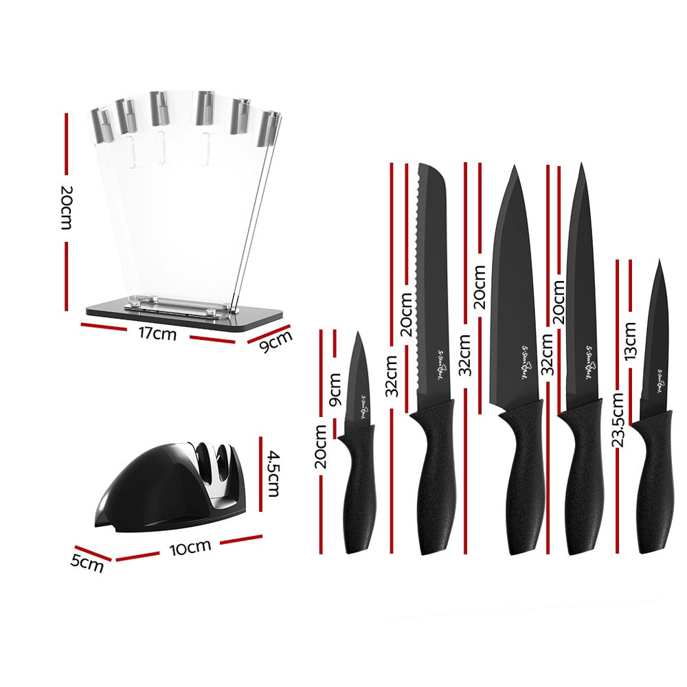 Kitchen Knives: 5-Star Chef 7PCS Kitchen Knife Set Stainless Steel Non-stick with Sharpener