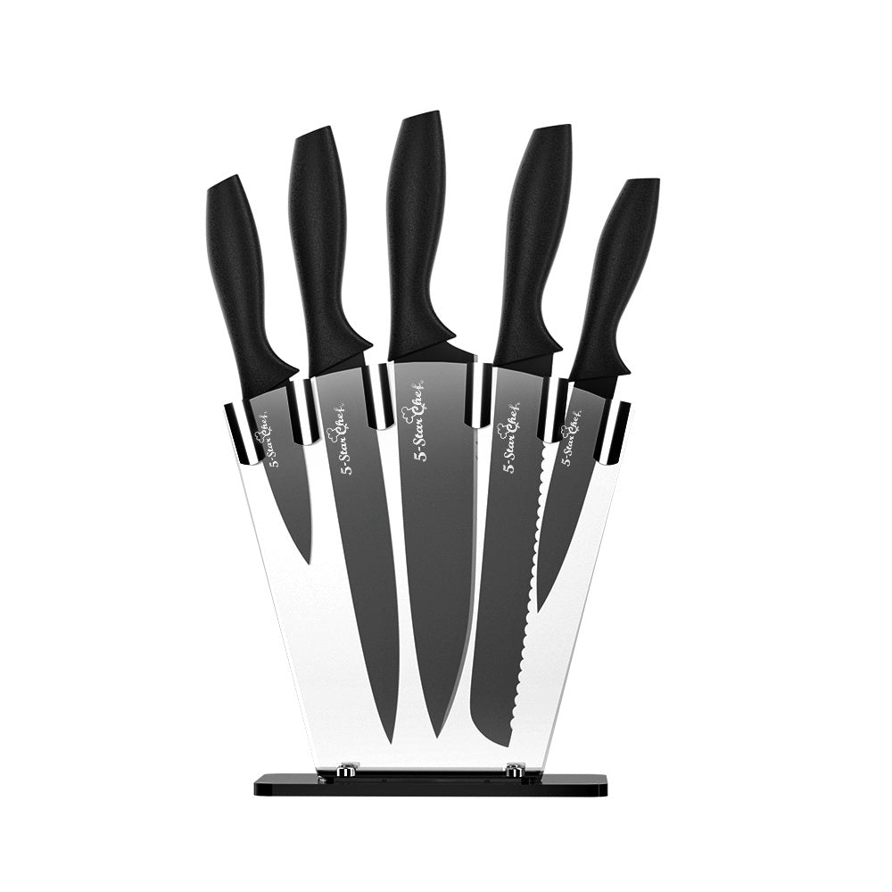 Kitchen Knives: 5-Star Chef 7PCS Kitchen Knife Set Stainless Steel Non-stick with Sharpener