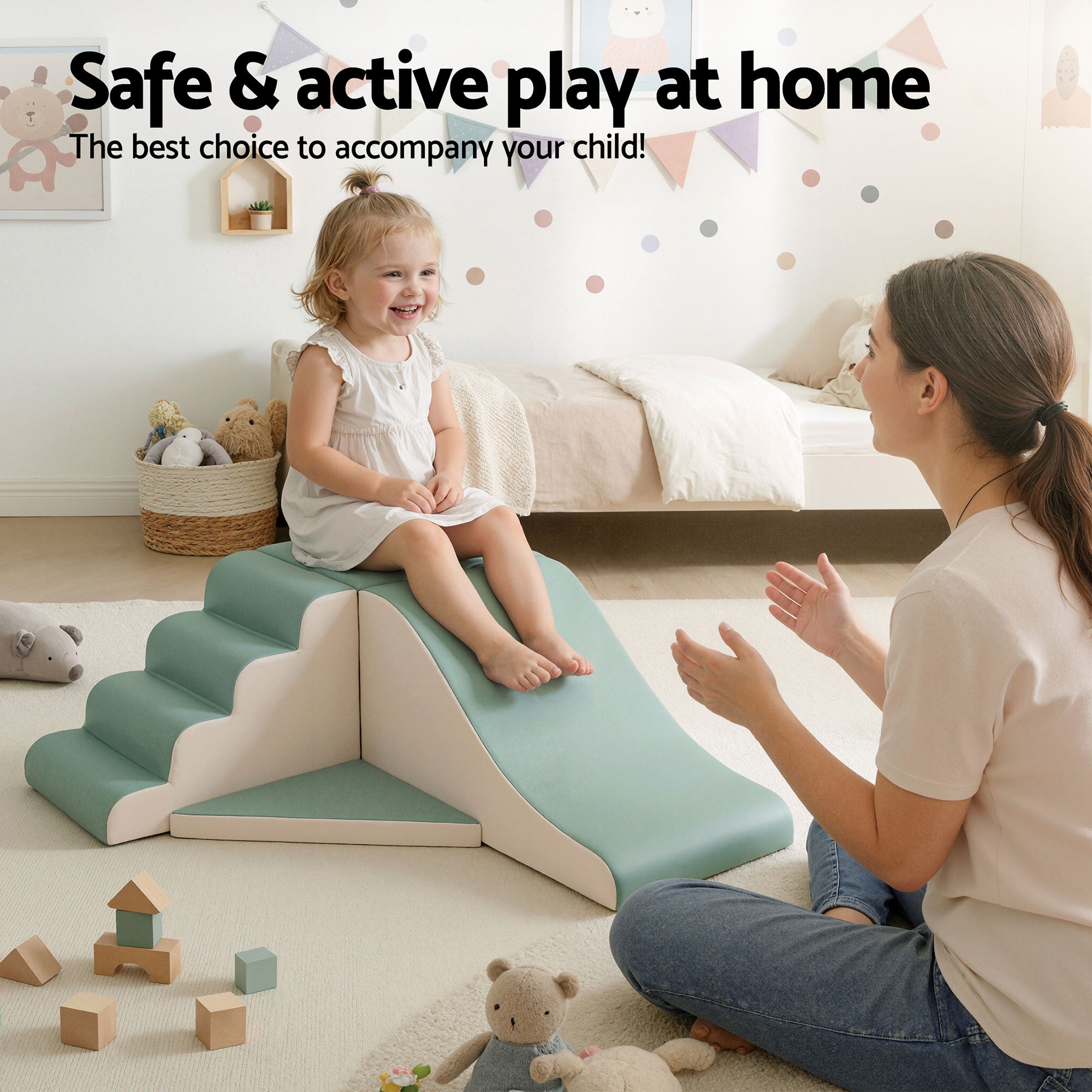 Activity Toys: Keezi Kids Climbing Blocks 4-Piece Foam Toddler Playset Soft Indoor Climbing Toy Rocker