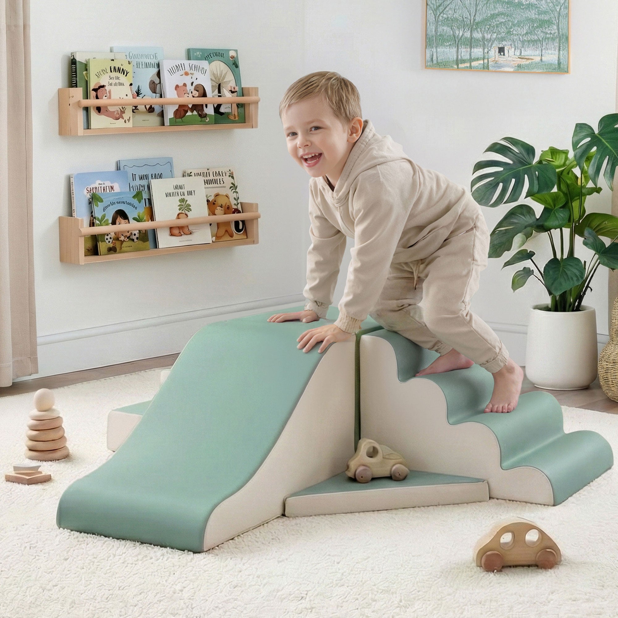 Activity Toys: Keezi Kids Climbing Blocks 4-Piece Foam Toddler Playset Soft Indoor Climbing Toy Rocker