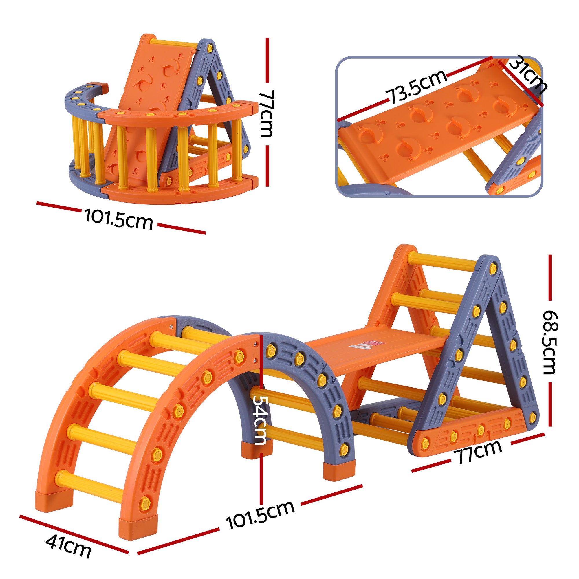 Activity Toys: Keezi Kids Climbing Frame Set With Slide Indoor Outdoor Toddler Toys Pikler Triangle Climber With Arch
