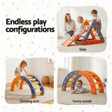 Activity Toys: Keezi Kids Climbing Frame Set With Slide Indoor Outdoor Toddler Toys Pikler Triangle Climber With Arch