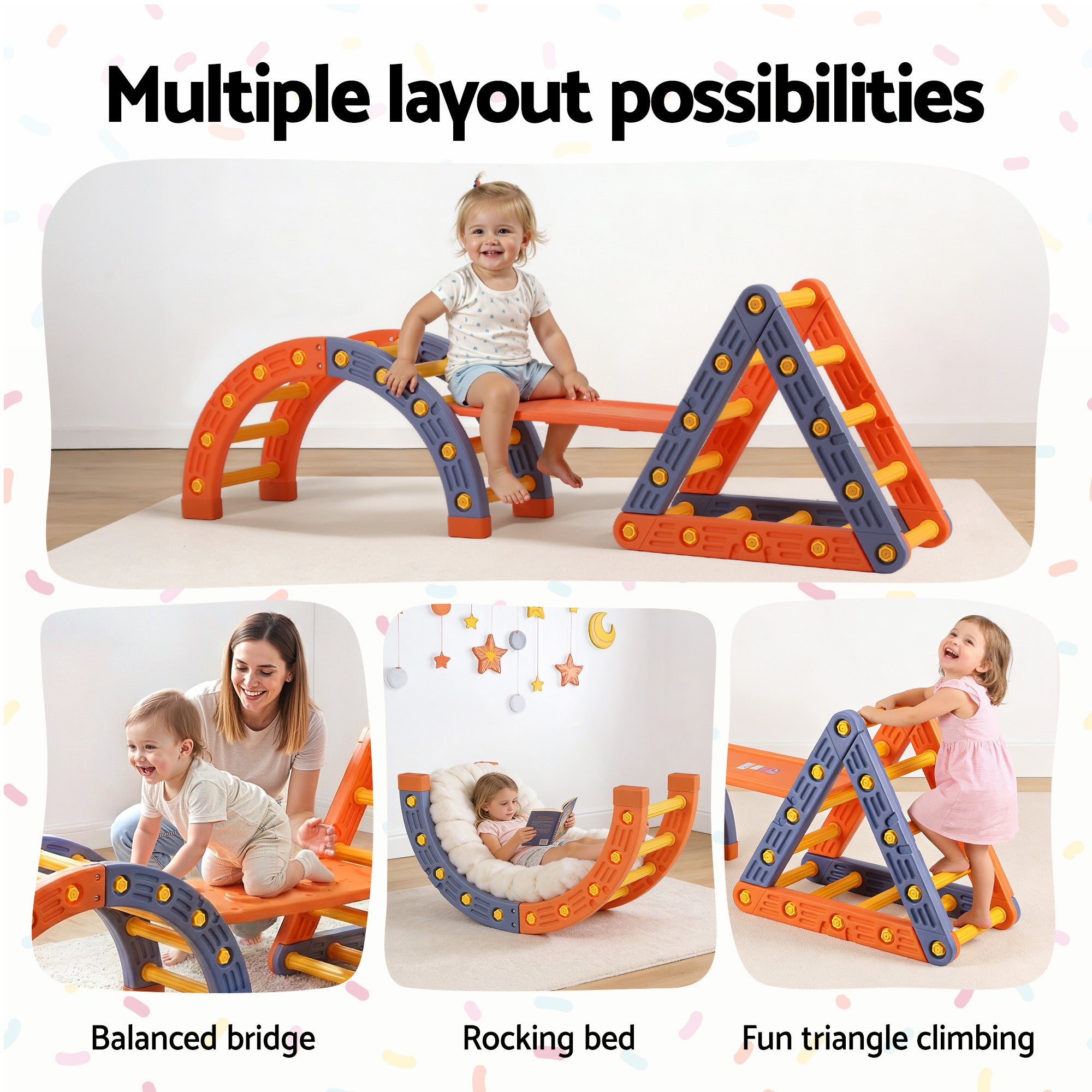 Activity Toys: Keezi Kids Climbing Frame Set With Slide Indoor Outdoor Toddler Toys Pikler Triangle Climber With Arch
