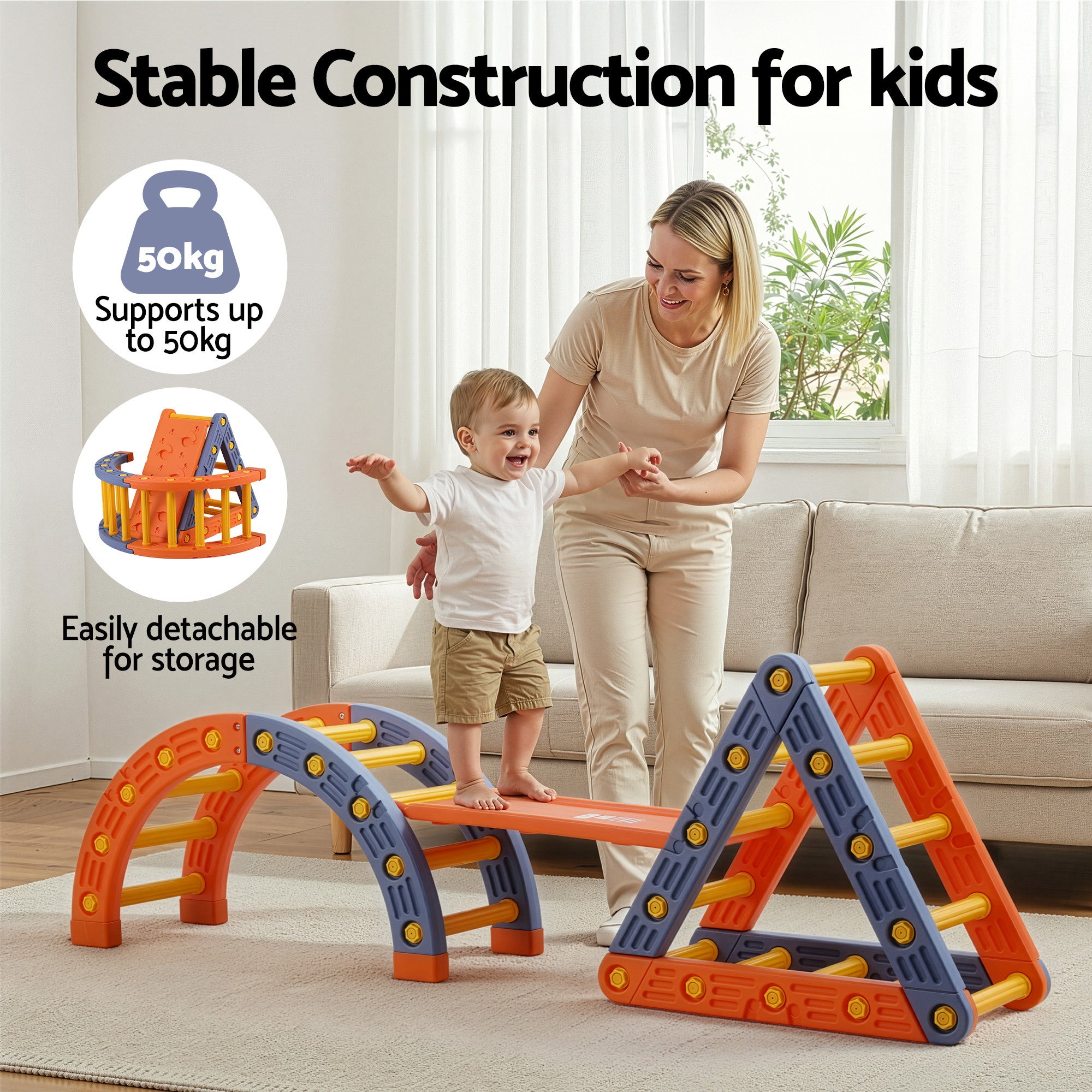 Activity Toys: Keezi Kids Climbing Frame Set With Slide Indoor Outdoor Toddler Toys Pikler Triangle Climber With Arch