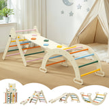 Activity Toys: Keezi Kids Triangle Climbing Toys Set With Slide Indoor Outdoor Toddler Toys Pikler Climber With Arch