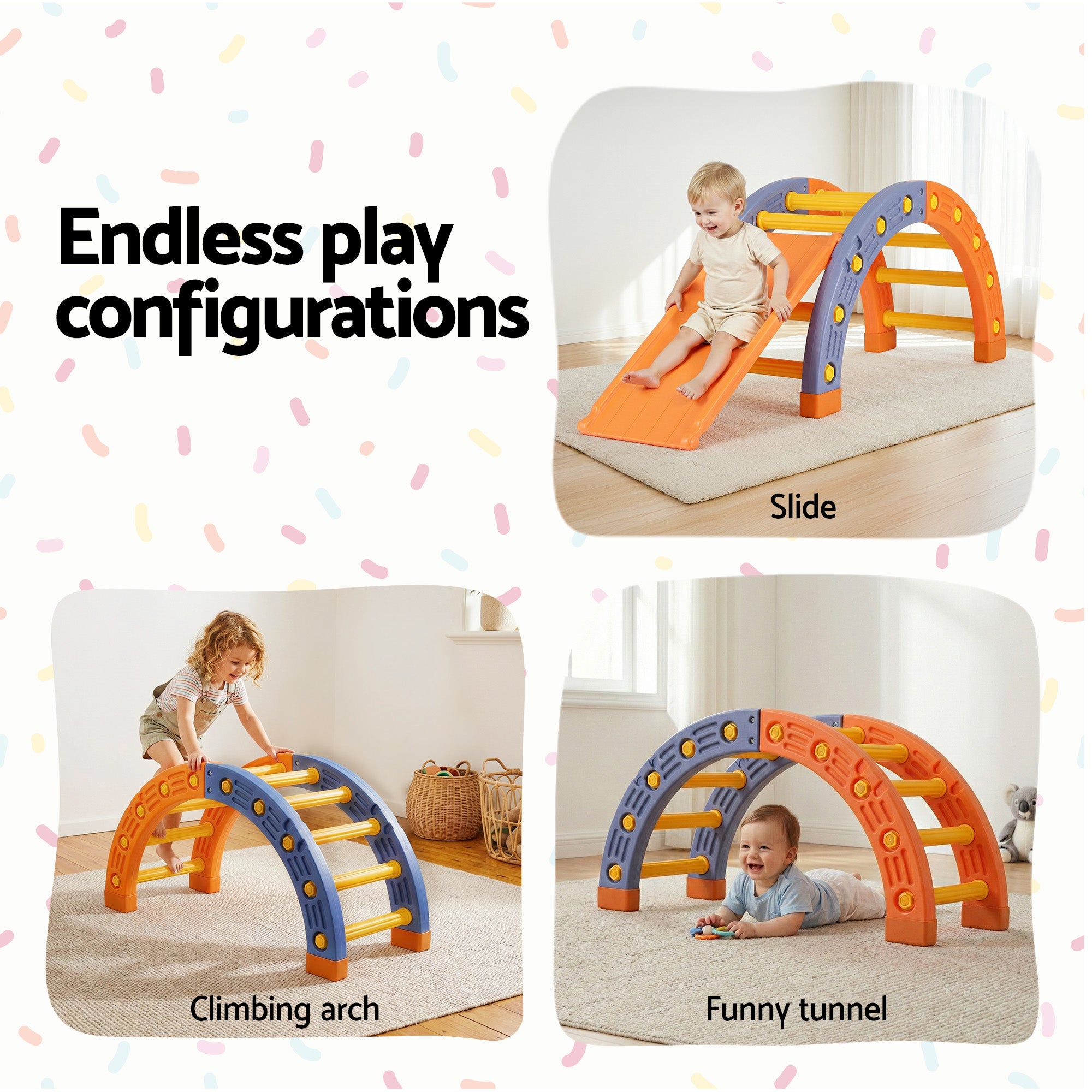 Activity Toys: Keezi Kids Climbing Frame Set With Slide Indoor Outdoor Toddler Toys Pikler Arch Climber