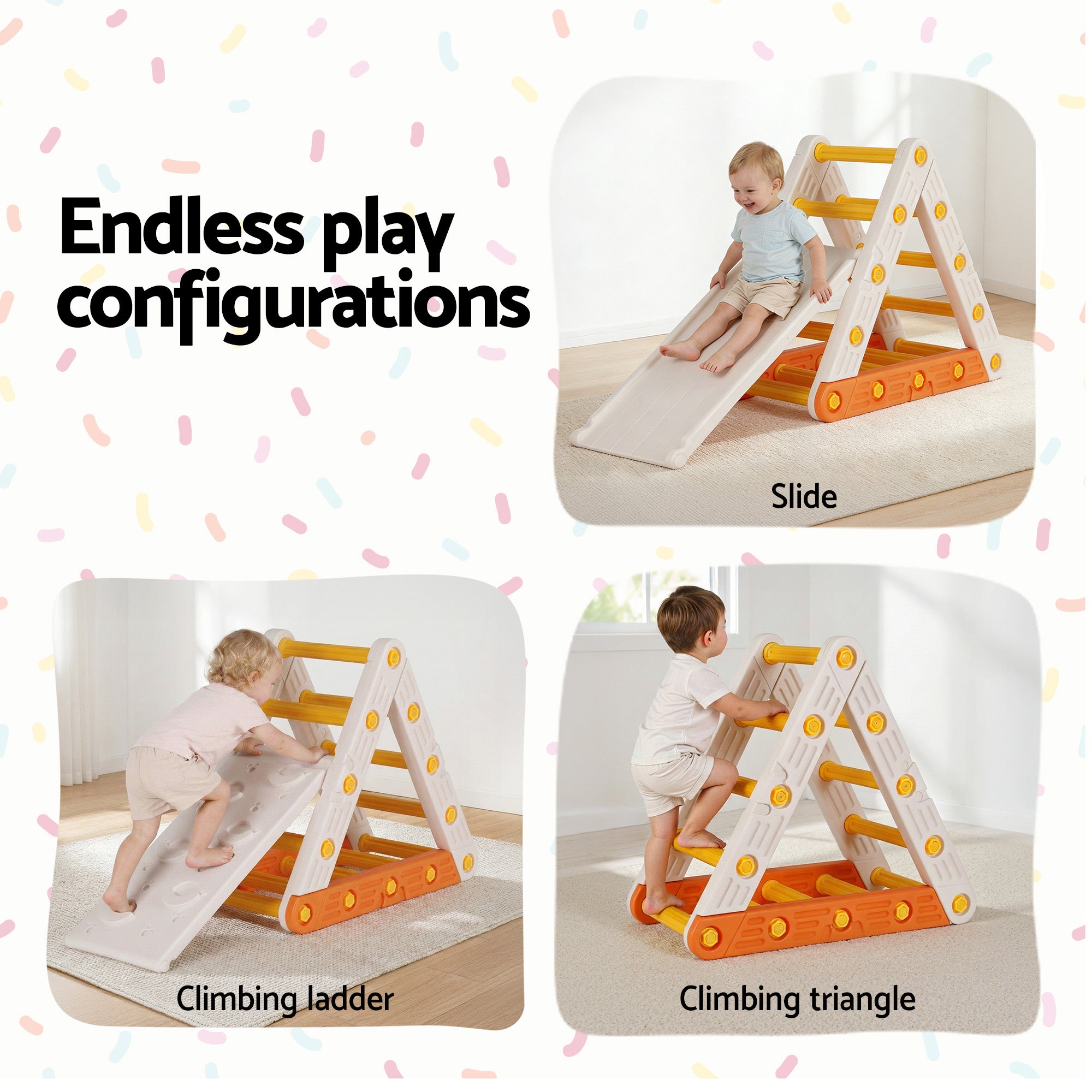 Activity Toys: Keezi Kids Climbing Frame Set With Slide Indoor Outdoor Toddler Toys Pikler Triangle Climber