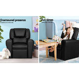 Kid's Tables, Chairs & Seats: Keezi Kids Recliner Chair PU Leather Sofa Lounge Couch Children Armchair Black