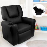 Kid's Tables, Chairs & Seats: Keezi Kids Recliner Chair PU Leather Sofa Lounge Couch Children Armchair Black