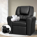 Kid's Tables, Chairs & Seats: Keezi Kids Recliner Chair PU Leather Sofa Lounge Couch Children Armchair Black