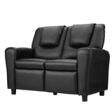 Office & Desk Chairs: Keezi Kids Recliner Chair Double PU Leather Sofa Lounge Couch Armchair Black