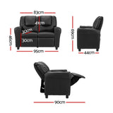 Office & Desk Chairs: Keezi Kids Recliner Chair Double PU Leather Sofa Lounge Couch Armchair Black