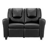 Office & Desk Chairs: Keezi Kids Recliner Chair Double PU Leather Sofa Lounge Couch Armchair Black