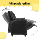 Office & Desk Chairs: Keezi Kids Recliner Chair Double PU Leather Sofa Lounge Couch Armchair Black