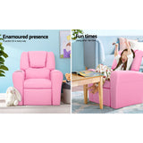 Kid's Tables, Chairs & Seats: Keezi Kids Recliner Chair PU Leather Sofa Lounge Couch Children Armchair Pink