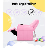 Kid's Tables, Chairs & Seats: Keezi Kids Recliner Chair PU Leather Sofa Lounge Couch Children Armchair Pink