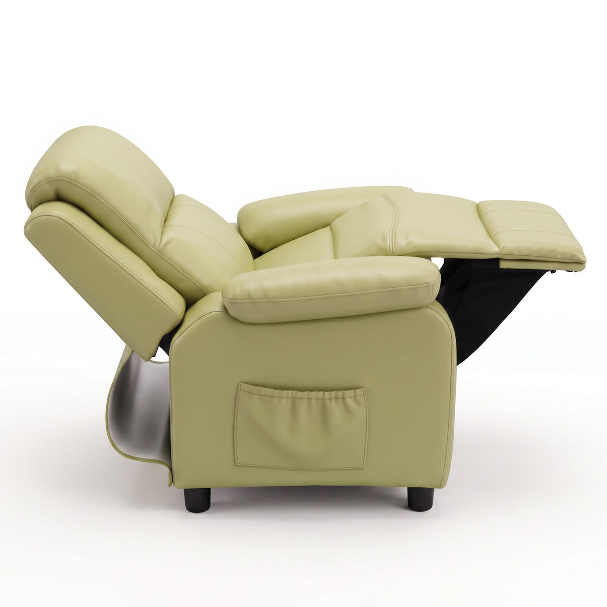 Keezi Kids Recliner Chair PU Leather Toddler Lounge Adjustable Backrest w/ Armrest Storage & 2 Side Pockets Green