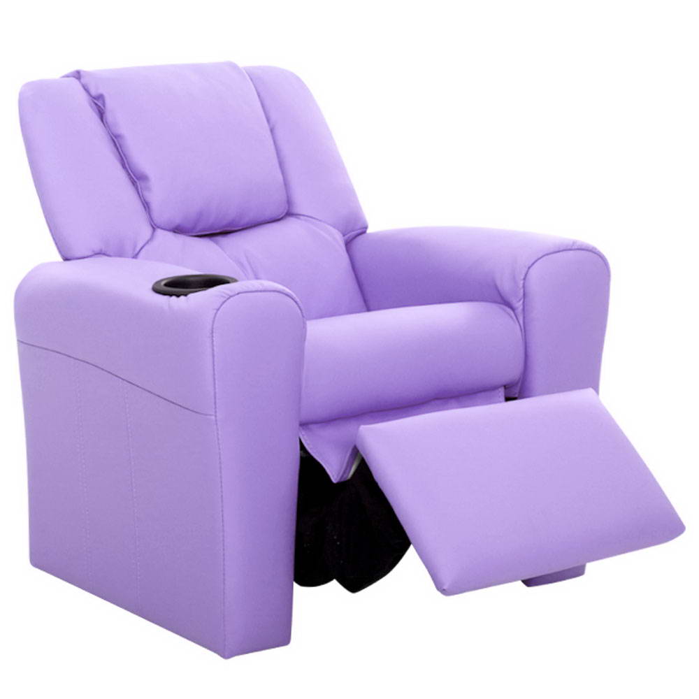 Kid's Tables, Chairs & Seats: Keezi Kids Recliner Chair Purple PU Leather Sofa Lounge Couch Children Armchair