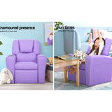 Kid's Tables, Chairs & Seats: Keezi Kids Recliner Chair Purple PU Leather Sofa Lounge Couch Children Armchair