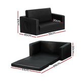 Kid's Tables, Chairs & Seats: Keezi Kids Sofa 2 Seater Children Flip Open Couch PU Leather Armchair Black